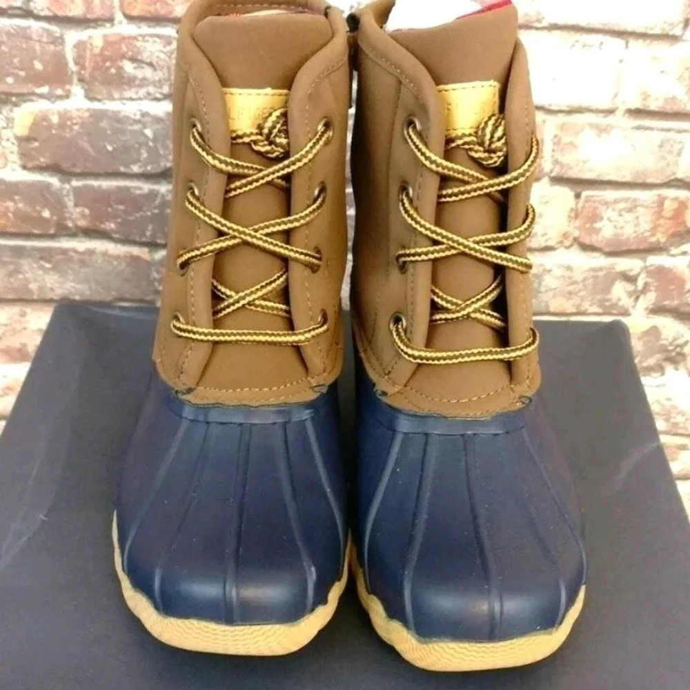 New Tommy Hilfiger Ryan Duck Boots Blue and Cognac size 5